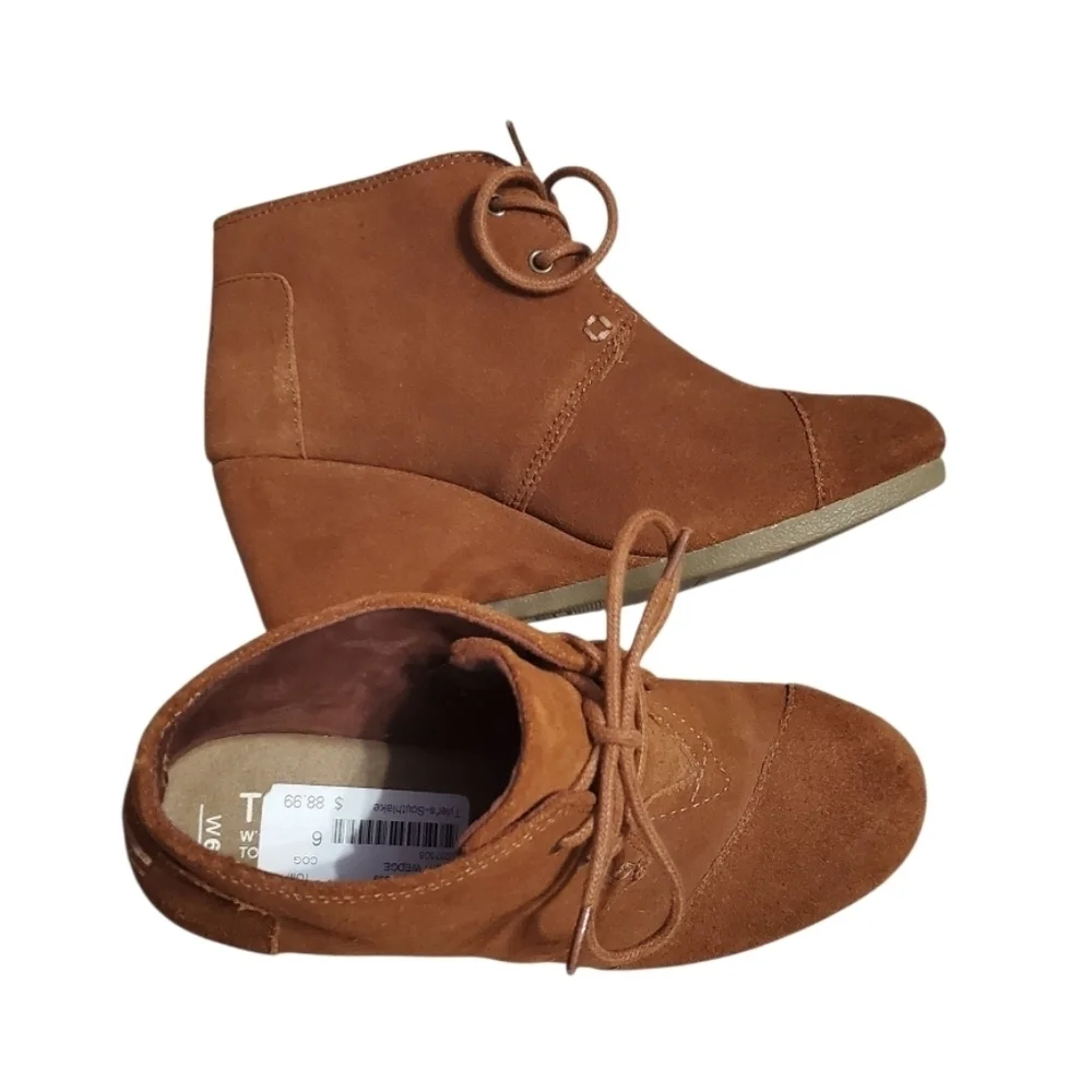 Toms Women's Suede Desert Wedge Booties Fall/Winter W 6
